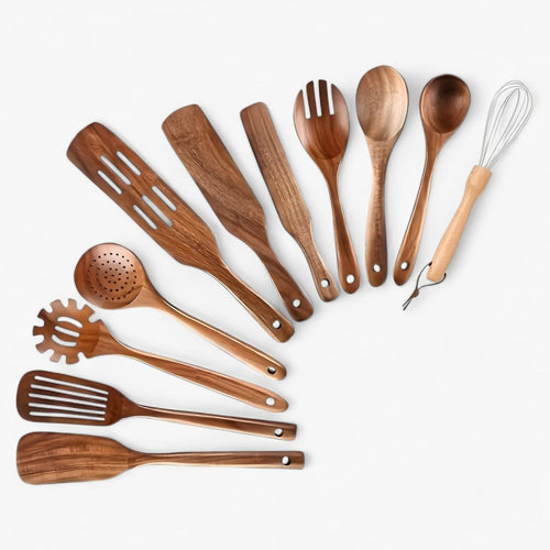 11-piece heat-resistant wooden kitchen set - WoodChef